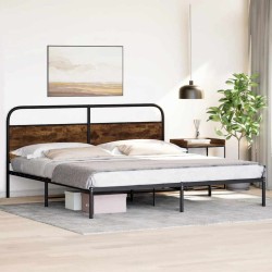 Cadre de lit en métal sans matelas chêne fumé 200x200 cm 