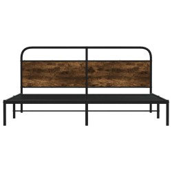 Cadre de lit en métal sans matelas chêne fumé 200x200 cm 