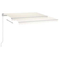 Auvent manuel rétractable avec LED 400x300 cm Crème 