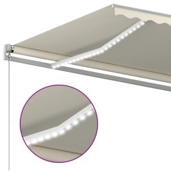 Auvent manuel rétractable avec LED 400x300 cm Crème 
