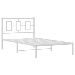 Cadre de lit métal sans matelas et tête de lit blanc 100x190 cm 