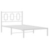 Cadre de lit métal sans matelas et tête de lit blanc 100x190 cm 