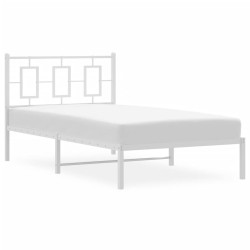 Cadre de lit métal sans matelas et tête de lit blanc 100x190 cm 