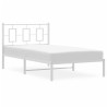 Cadre de lit métal sans matelas et tête de lit blanc 100x190 cm 