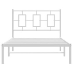 Cadre de lit métal sans matelas et tête de lit blanc 100x190 cm 