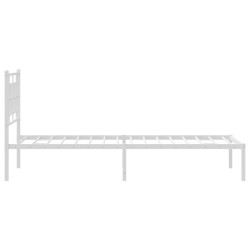 Cadre de lit métal sans matelas et tête de lit blanc 100x190 cm 
