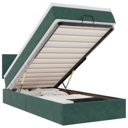 Cadre de lit ottoman avec matelas vert foncé 90x200 cm velours 