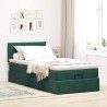Cadre de lit ottoman avec matelas vert foncé 90x200 cm velours 