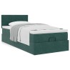 Cadre de lit ottoman avec matelas vert foncé 90x200 cm velours 