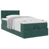 Cadre de lit ottoman avec matelas vert foncé 90x200 cm velours 