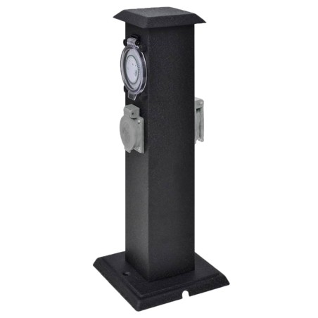 Pilier avec prise de jardin et minuterie Noir 