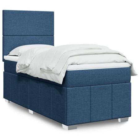 Sommier à lattes de lit avec matelas Bleu 90x200 cm Tissu 