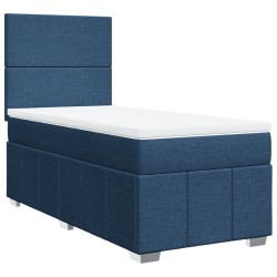 Sommier à lattes de lit avec matelas Bleu 90x200 cm Tissu 