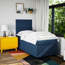 Sommier à lattes de lit avec matelas Bleu 90x200 cm Tissu 