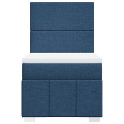 Sommier à lattes de lit avec matelas Bleu 90x200 cm Tissu 