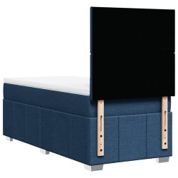 Sommier à lattes de lit avec matelas Bleu 90x200 cm Tissu 