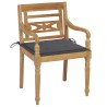 Chaises Batavia lot de 2 avec coussins anthracite Bois de teck 