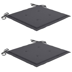 Chaises Batavia lot de 2 avec coussins anthracite Bois de teck 