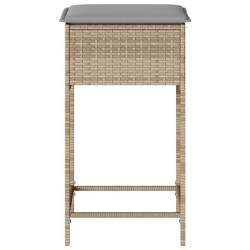Tabourets de bar jardin avec coussins lot de 2 beige poly rotin 