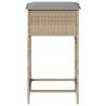Tabourets de bar jardin avec coussins lot de 2 beige poly rotin 