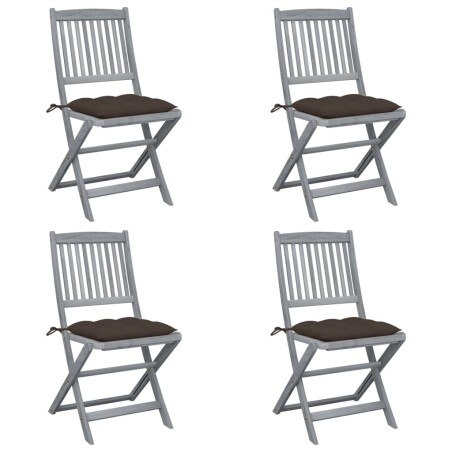 Chaises pliables d'extérieur lot de 4 et coussins Bois d'acacia 