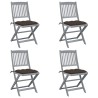 Chaises pliables d'extérieur lot de 4 et coussins Bois d'acacia 