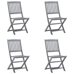 Chaises pliables d'extérieur lot de 4 et coussins Bois d'acacia 