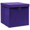 Boîtes de rangement et couvercles 10pcs Violet 32x32x32cm Tissu 