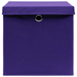 Boîtes de rangement et couvercles 10pcs Violet 32x32x32cm Tissu 