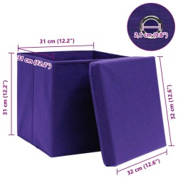 Boîtes de rangement et couvercles 10pcs Violet 32x32x32cm Tissu 