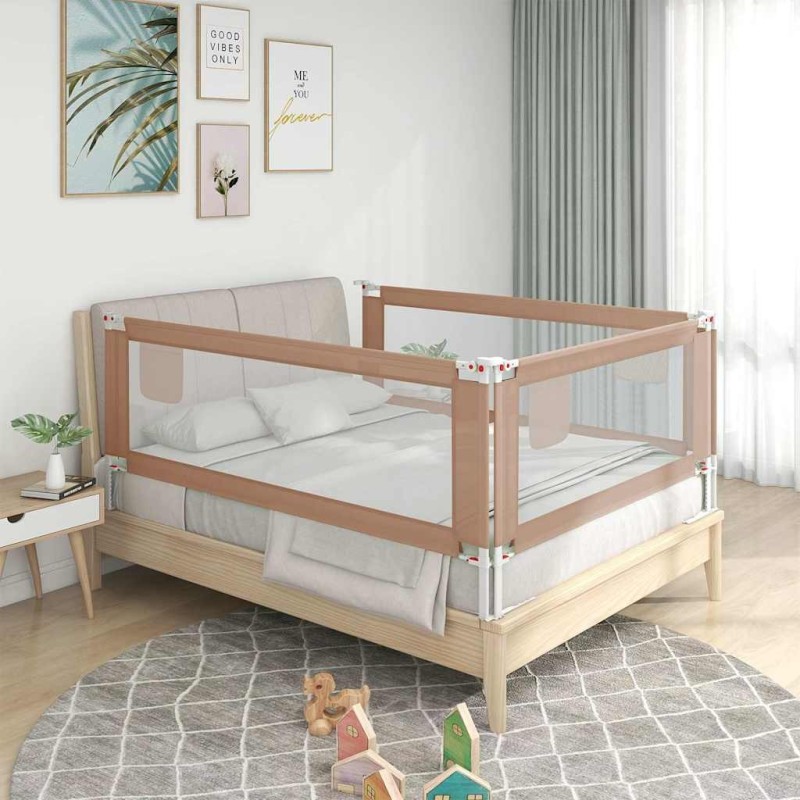 Barrière de sécurité de lit enfant Taupe 90x25 cm Tissu 