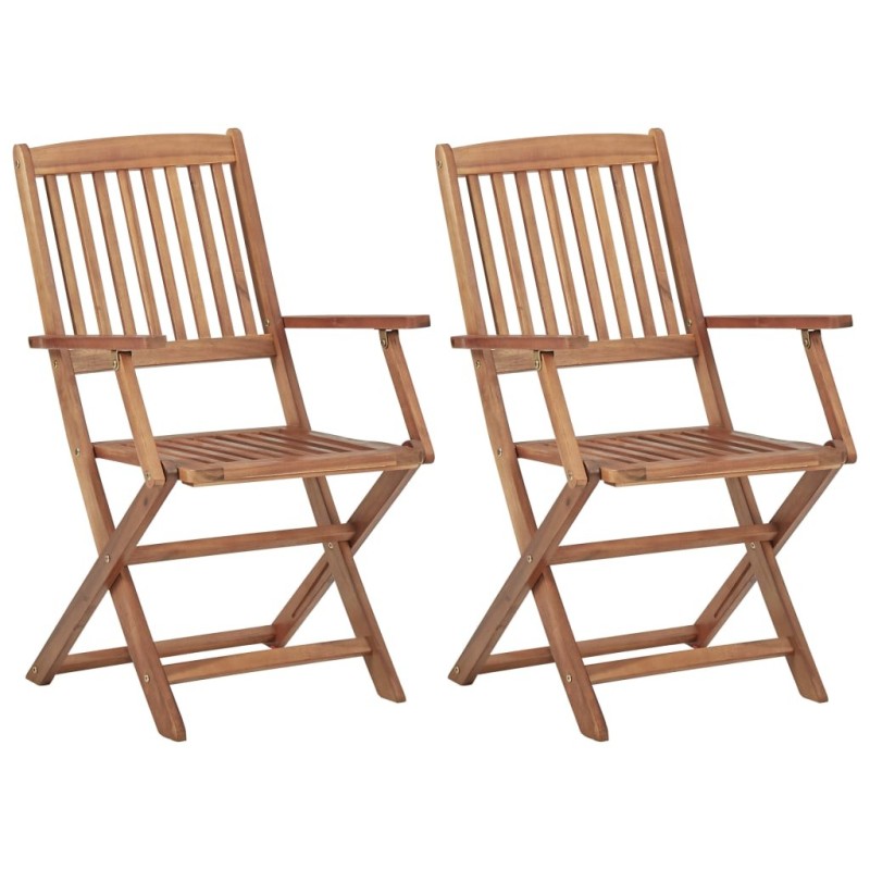 Chaises pliables d'extérieur lot de 2 Bois d'acacia solide 