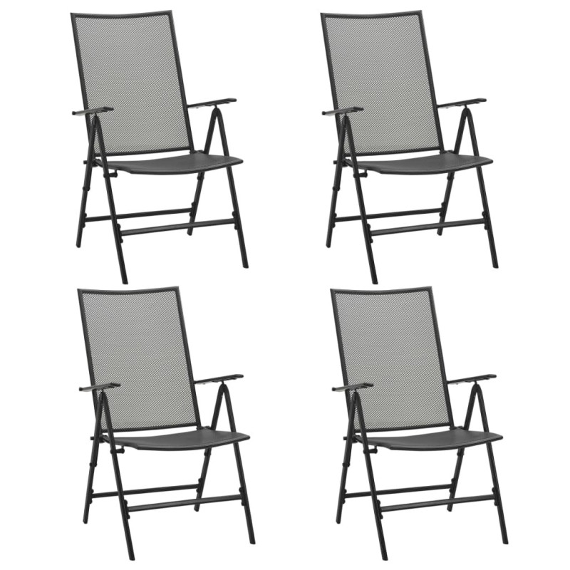 Chaises pliables en maille lot de 4 Acier Anthracite 