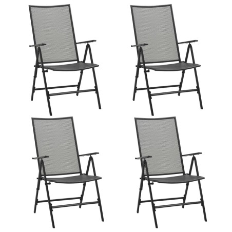Chaises pliables en maille lot de 4 Acier Anthracite 