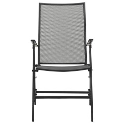 Chaises pliables en maille lot de 4 Acier Anthracite 