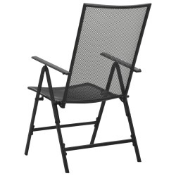 Chaises pliables en maille lot de 4 Acier Anthracite 