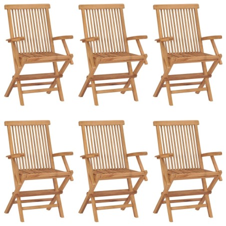 Chaises pliables de jardin lot de 6 Bois de teck solide 