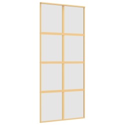 Porte coulissante doré 90x205 cm verre ESG dépoli et aluminium 
