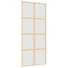 Porte coulissante doré 90x205 cm verre ESG dépoli et aluminium 