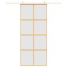 Porte coulissante doré 90x205 cm verre ESG dépoli et aluminium 