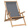 Chaise de plage pliable Bois de teck solide Gris 