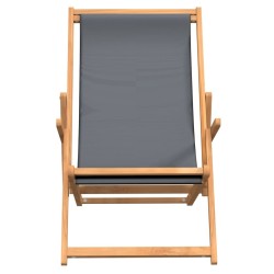 Chaise de plage pliable Bois de teck solide Gris 