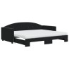 Lit de jour avec gigogne et matelas noir 90x190 cm velours 