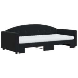 Lit de jour avec gigogne et matelas noir 90x190 cm velours 