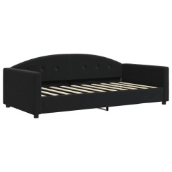 Lit de jour avec gigogne et matelas noir 90x190 cm velours 