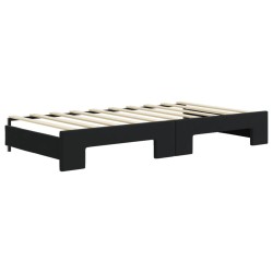 Lit de jour avec gigogne et matelas noir 90x190 cm velours 