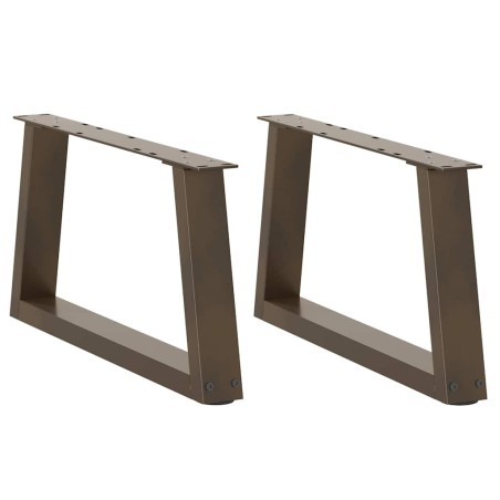 Pieds de table à manger forme V 2 pcs acier naturel acier 