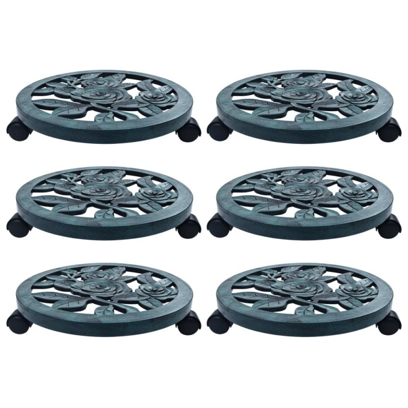 Chariots pour plantes 6 pcs Vert 38 cm Plastique 