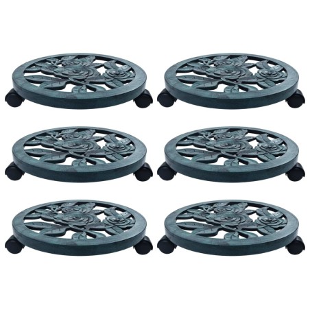 Chariots pour plantes 6 pcs Vert 38 cm Plastique 