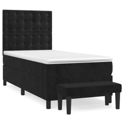Sommier à lattes de lit avec matelas Noir 90x190 cm Velours 